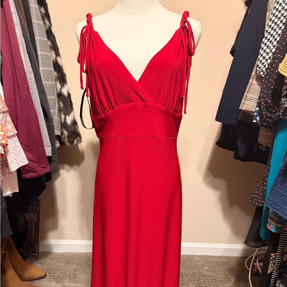 Vintage Bisou Bisou Red Backless Midi Dress